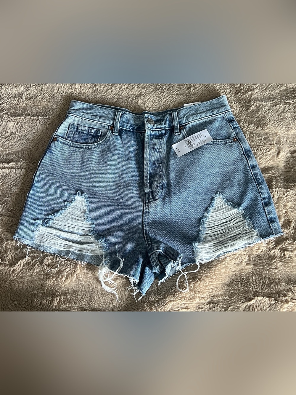 PAC Sun High-Waist Light Blue Distressed Denim Shorts